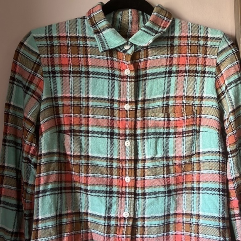 ❤️FINAL SALE❤️ J. Crew The Boy Shirt Button Down Multicolor Flannel Size 0 - Picture 2 of 9